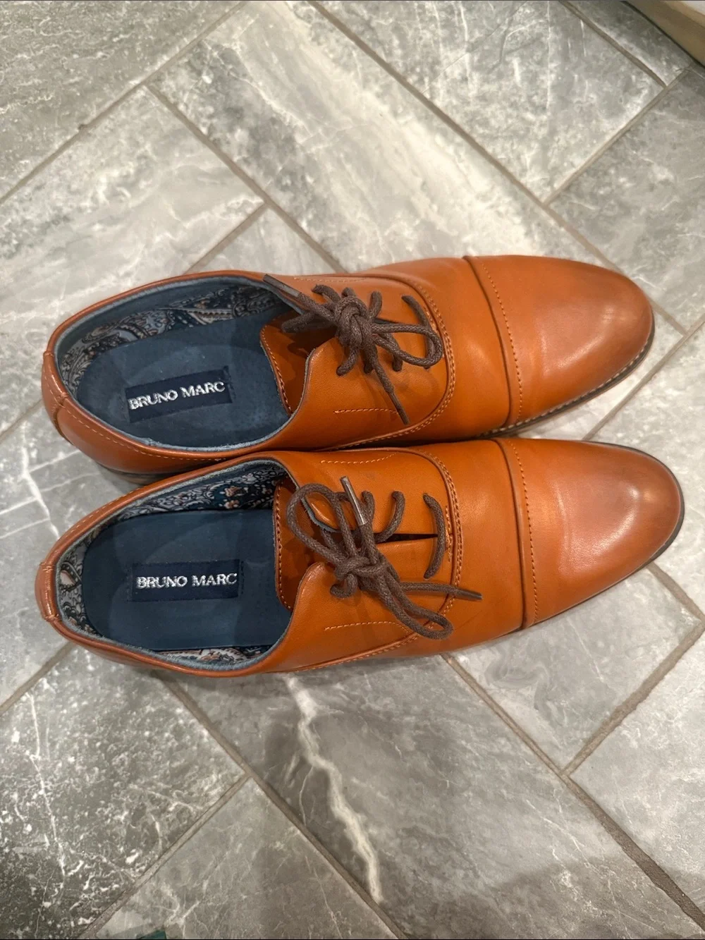 Bruno Marc Boys' Tan Dress Lace-Up Shoes